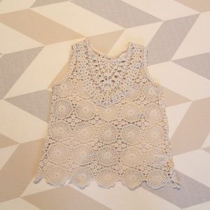 Girls Tank Top Lace Material in White